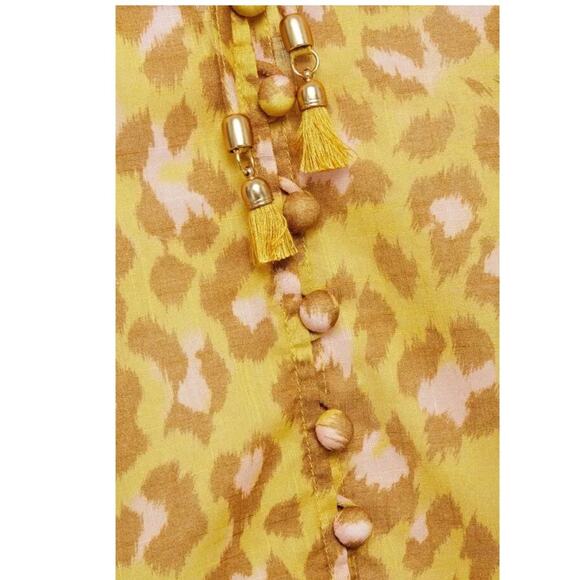 NEW NWT Zimmermann Ruffle-Trimmed Leopard-print Cotton Gauze Blouse - Picture 2 of 5